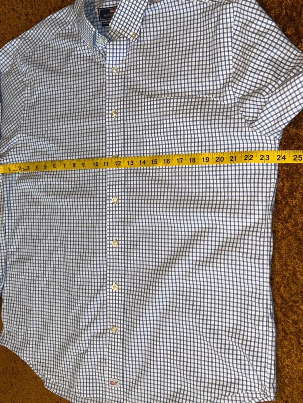 Vineyard Vines White and Blue Check Button-Down Shirt - Picture 3 of 7